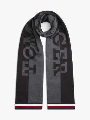 Intarsia Tommy Logo Scarf, Black/Multi