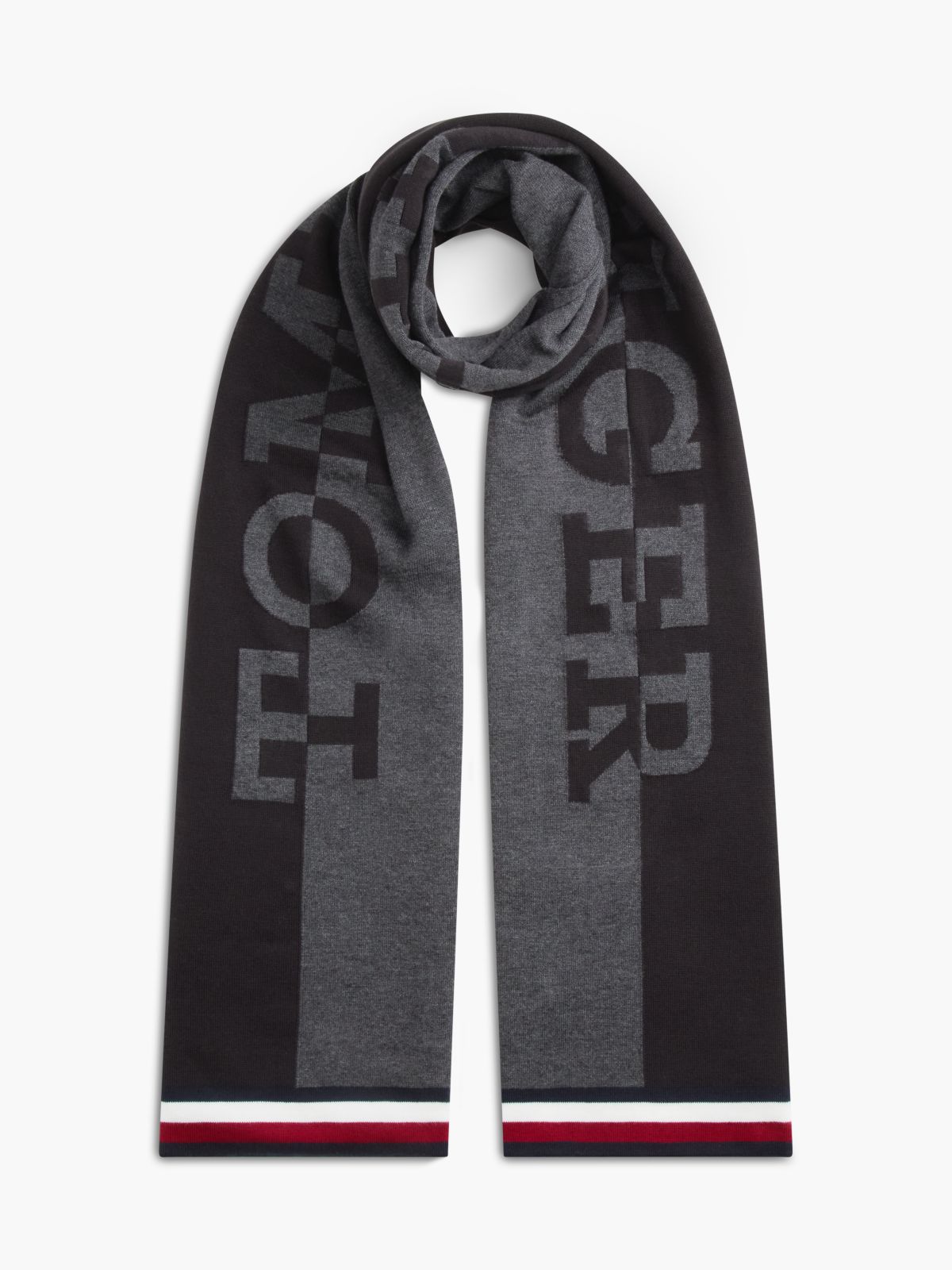 Intarsia Tommy Logo Scarf — Black/Multi