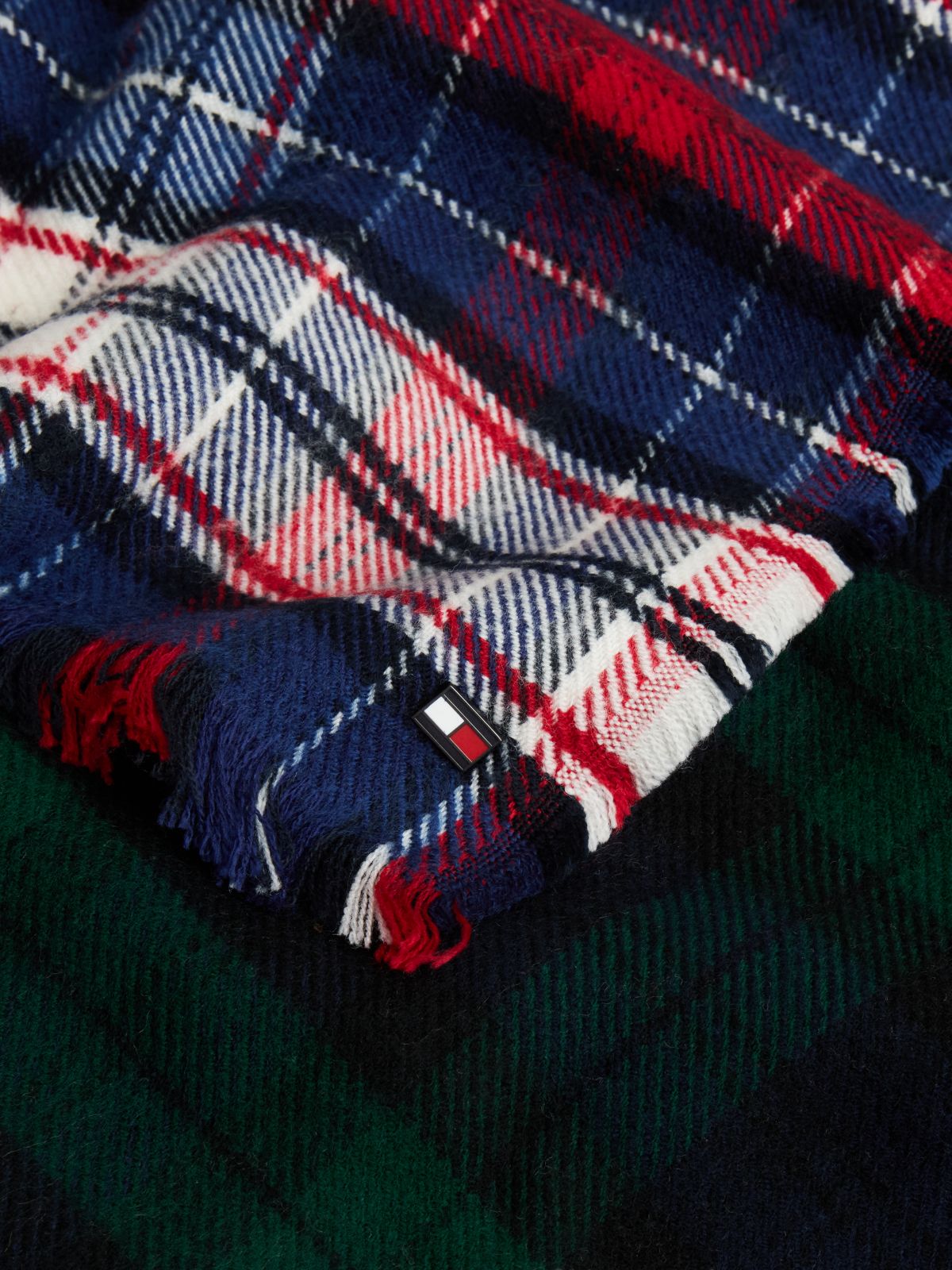 Half & Half Tartan Scarf — Navy Blue/Multi