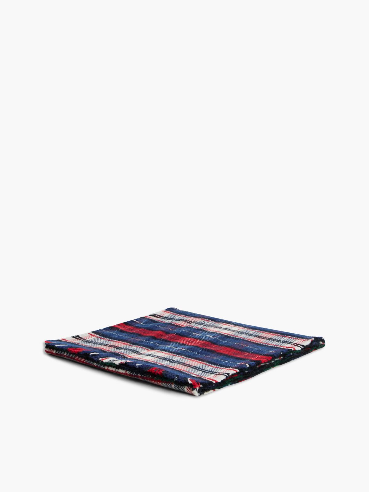 Half & Half Tartan Scarf — Navy Blue/Multi