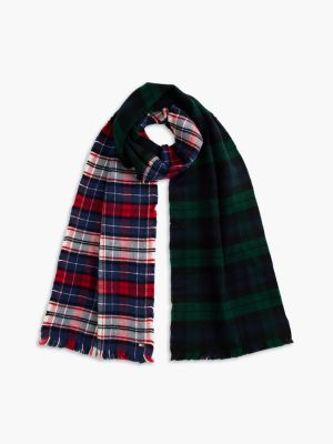 Мужской шарф Tommy Hilfiger Half & Half Tartan, цвет: Тёмно-синий / Разноцветный
