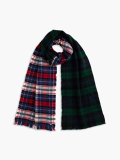 Half & Half Tartan Scarf — Navy Blue/Multi 1