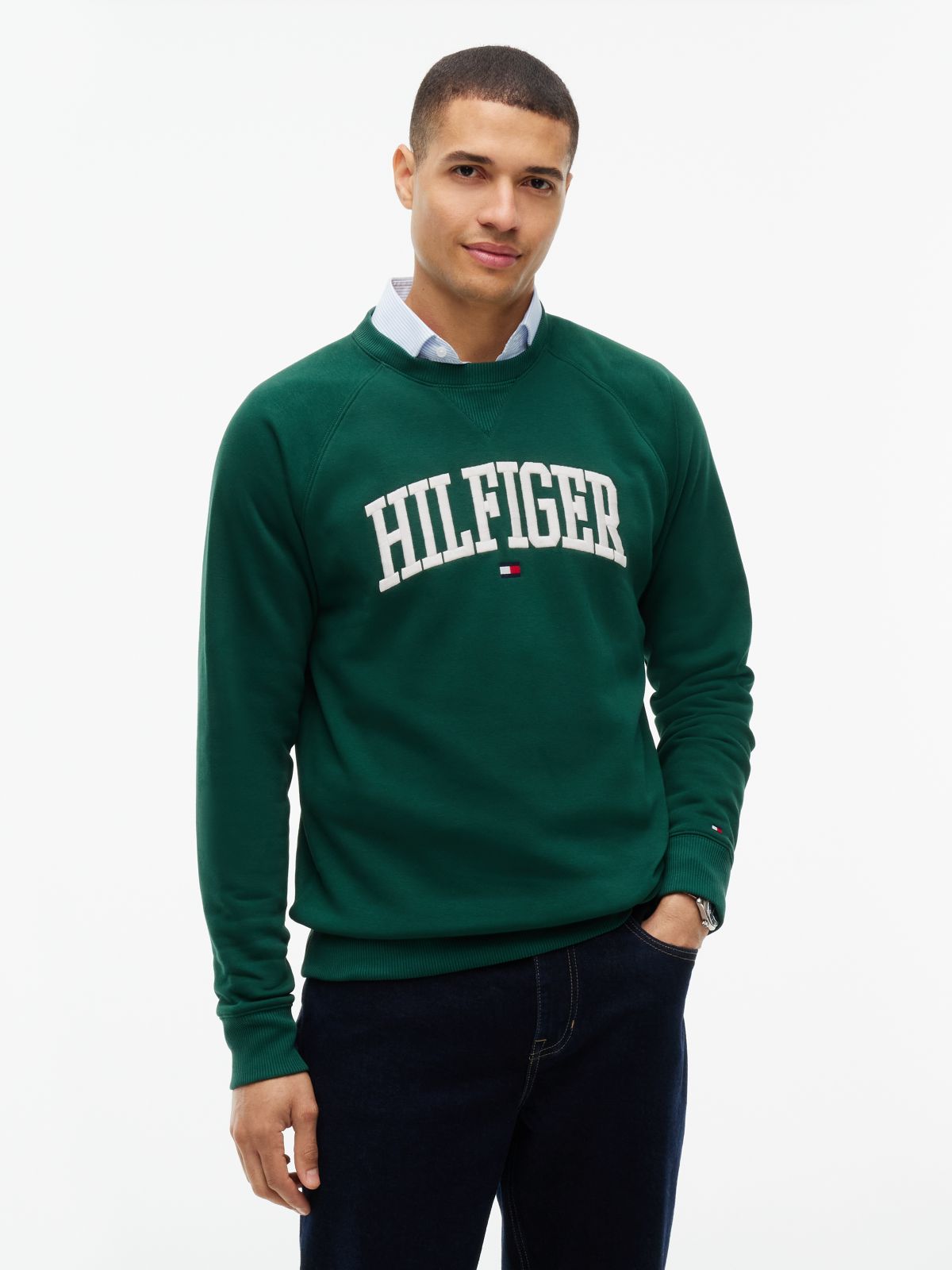 Varsity Hilfiger Logo Raglan Sweatshirt — Ornamental Green