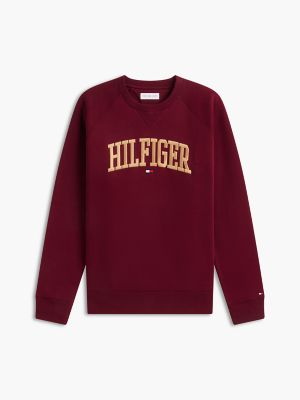 Мужской свитшот Tommy Hilfiger Varsity Hilfiger Logo Raglan, цвет: Бордовый — фото 5