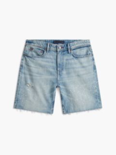 Distressed Straight Denim Short — Light Wash Denim 6