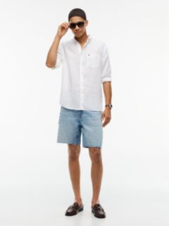 Distressed Straight Denim Short — Light Wash Denim 2