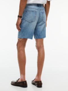 Distressed Straight Denim Short — Light Wash Denim 5
