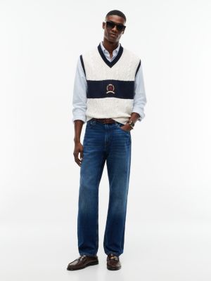Мужской жилет Tommy Hilfiger Crest Cable Knit Cricket Sweater Vest, цвет: Слоновая кость — фото 2