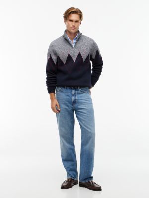 Мужской свитер Tommy Hilfiger Argyle Quarter-Zip, цвет: Серый / Тёмно-синий — фото 2