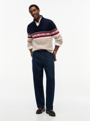 Мужской свитер Tommy Hilfiger Shawl Collar Fair Isle, цвет: Тёмно-синий / Кремовый — фото 2