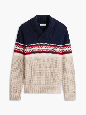 Мужской свитер Tommy Hilfiger Shawl Collar Fair Isle, цвет: Тёмно-синий / Кремовый — фото 5