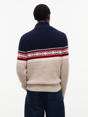 Мужской свитер Tommy Hilfiger Shawl Collar Fair Isle, цвет: Тёмно-синий / Кремовый — фото 4