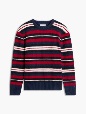 Мужской свитер Tommy Hilfiger Striped Shaker Knit, цвет: Карбоновый тёмно-синий — фото 5
