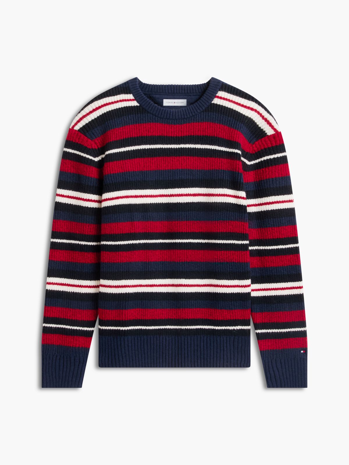 Striped Shaker Knit Sweater — Carbon Navy