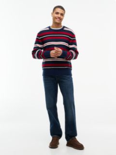 Striped Shaker Knit Sweater — Carbon Navy 2