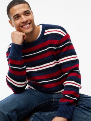 Мужской свитер Tommy Hilfiger Striped Shaker Knit, цвет: Карбоновый тёмно-синий — фото 3
