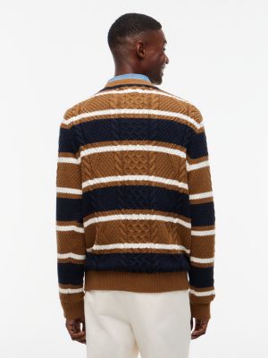 Мужской свитер Tommy Hilfiger Cable Knit Striped Crewneck, цвет: Хаки — фото 4