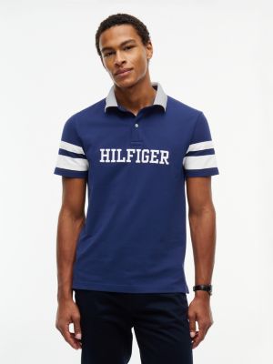 Regular Fit Varsity Stripe Logo Polo, Carbon Navy