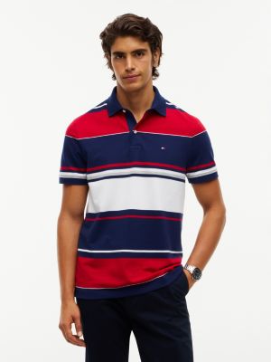 Regular Fit Striped Polo, Preppy Navy