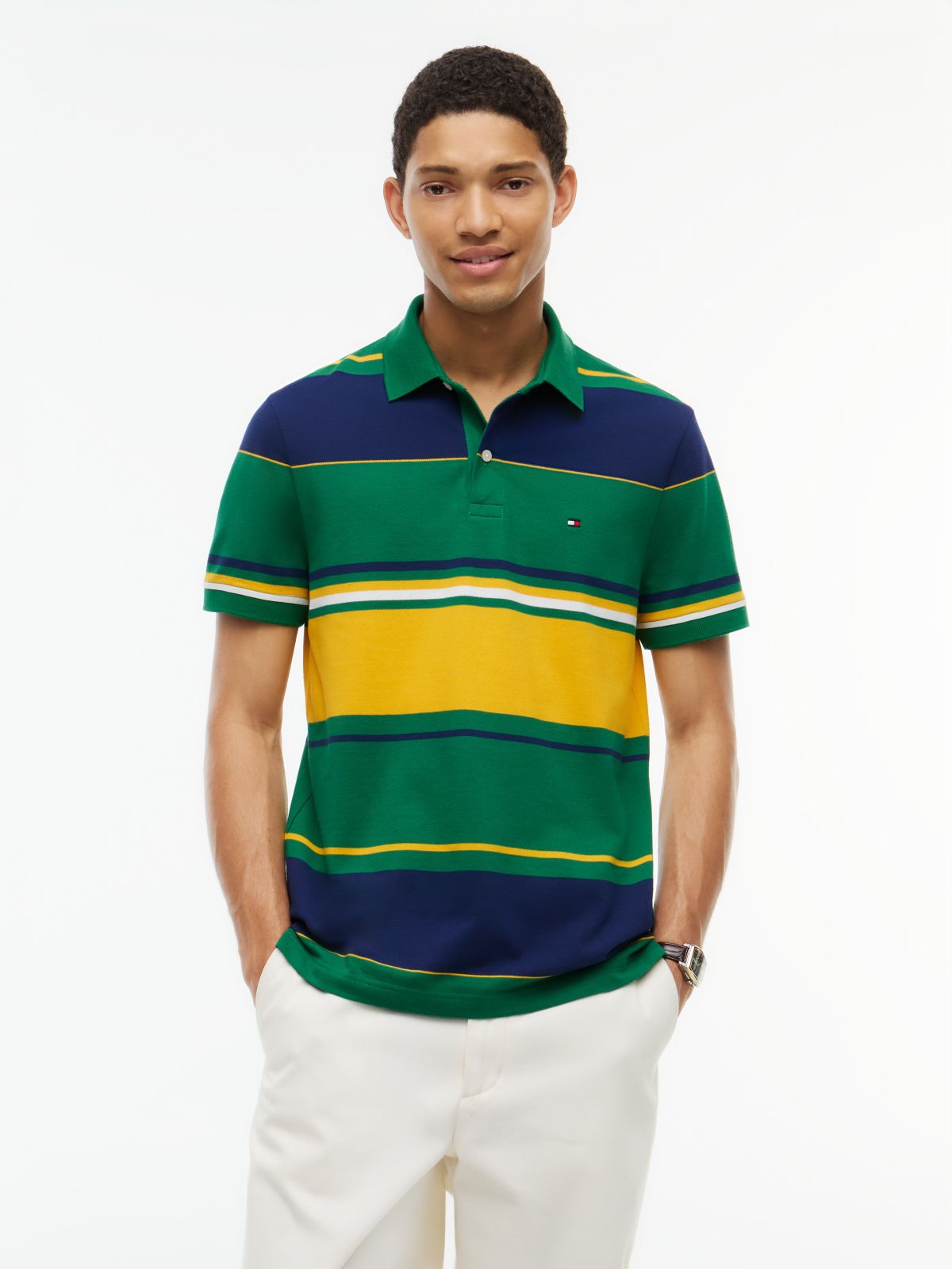 Regular Fit Striped Polo — Nouveau Green
