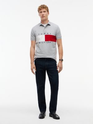 Мужское поло Tommy Hilfiger Regular Fit Colorblock Flag Polo, цвет: Серый меланжевый — фото 2
