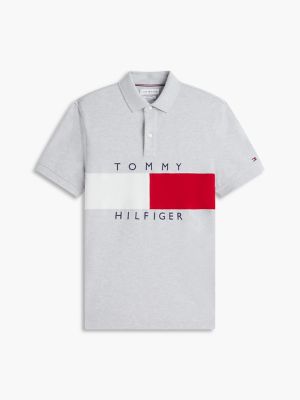 Мужское поло Tommy Hilfiger Regular Fit Colorblock Flag Polo, цвет: Серый меланжевый — фото 5