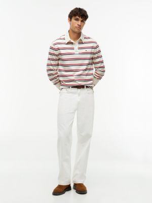 Мужское поло Tommy Hilfiger Regular Fit Signature Striped Rugby Polo, цвет: Насыщенный кремовый — фото 2
