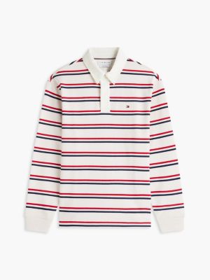 Мужское поло Tommy Hilfiger Regular Fit Signature Striped Rugby Polo, цвет: Насыщенный кремовый — фото 5