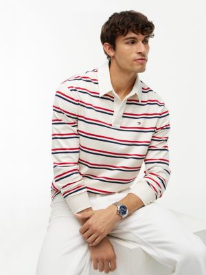 Мужское поло Tommy Hilfiger Regular Fit Signature Striped Rugby Polo, цвет: Насыщенный кремовый — фото 3