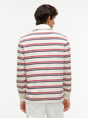 Мужское поло Tommy Hilfiger Regular Fit Signature Striped Rugby Polo, цвет: Насыщенный кремовый — фото 4