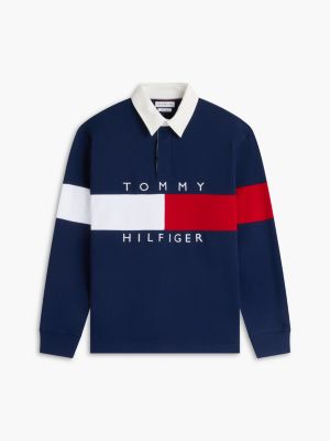 Мужское поло Tommy Hilfiger Regular Fit Flag Colorblock Rugby Polo, цвет: Карбоновый тёмно-синий — фото 5