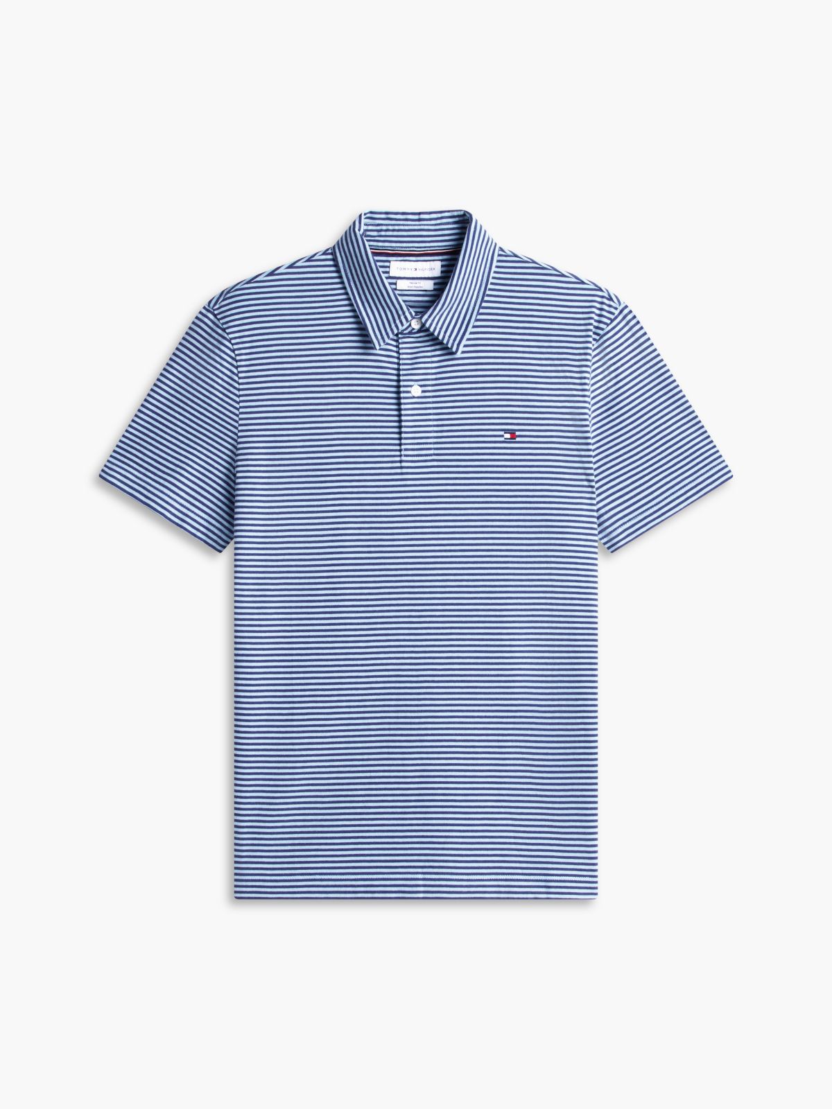 Regular Fit Striped Jersey Polo — Blue