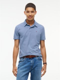 Regular Fit Striped Jersey Polo — Blue 1