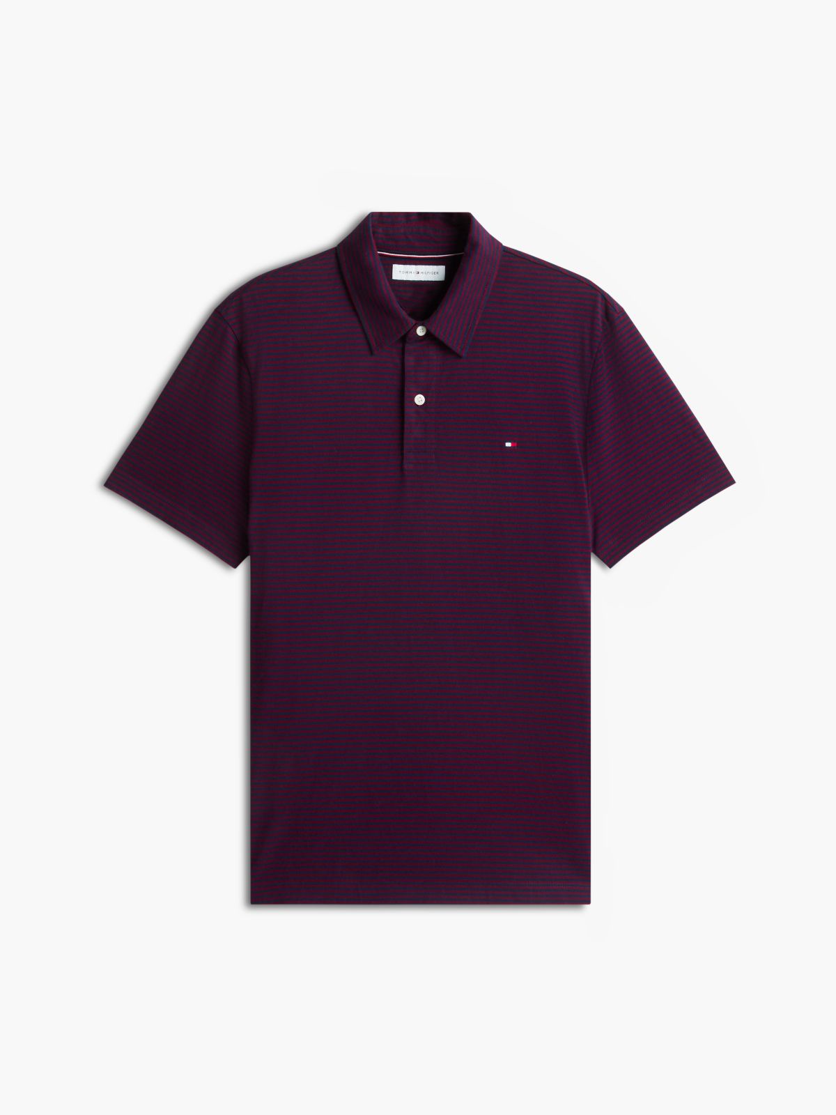 Regular Fit Striped Jersey Polo — Burgundy