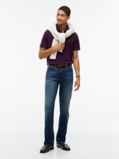 Regular Fit Striped Jersey Polo — Burgundy 2