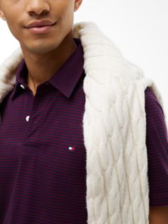 Regular Fit Striped Jersey Polo — Burgundy 3