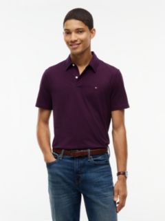 Regular Fit Striped Jersey Polo — Burgundy 1