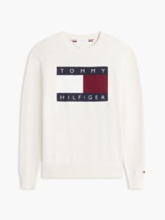 Intarsia Flag Logo Crewneck Sweater — Ivory Petal 5