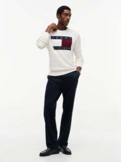 Intarsia Flag Logo Crewneck Sweater — Ivory Petal 2