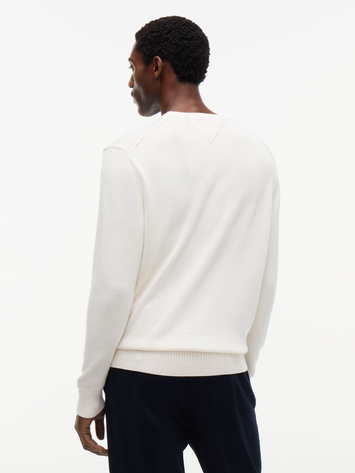 Intarsia Flag Logo Crewneck Sweater — Ivory Petal