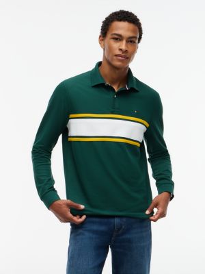 Regular Fit Block Stripe Wicking Polo, Ornamental Green