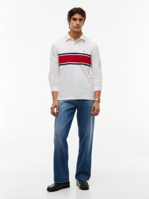Мужское поло Tommy Hilfiger Regular Fit Block Stripe Wicking Polo, цвет: Экрю — фото 2