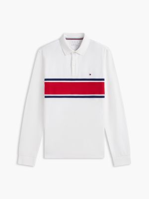 Мужское поло Tommy Hilfiger Regular Fit Block Stripe Wicking Polo, цвет: Экрю — фото 5