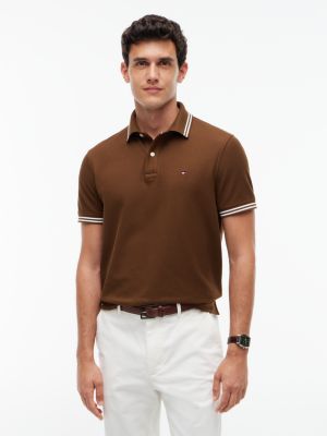 Regular Fit Tipped Wicking Polo, Legacy Brown