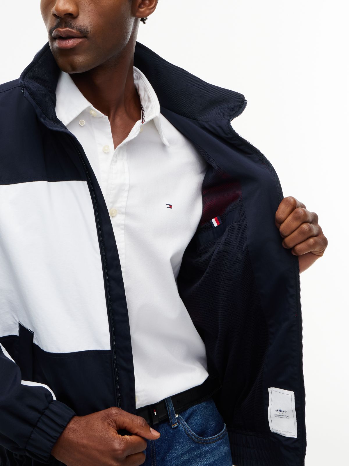Water-Repellent Flag Logo Regatta Jacket — Navy Blue