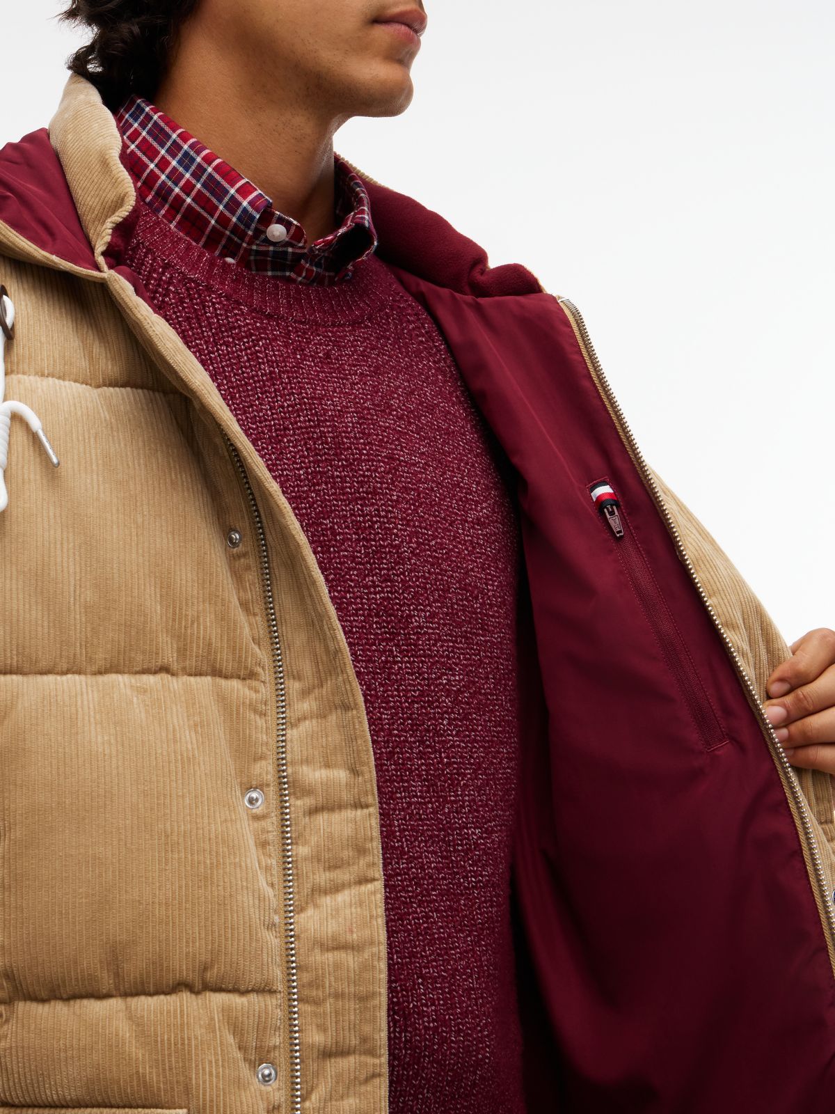 Corduroy Lightweight Puffer Jacket — Khaki