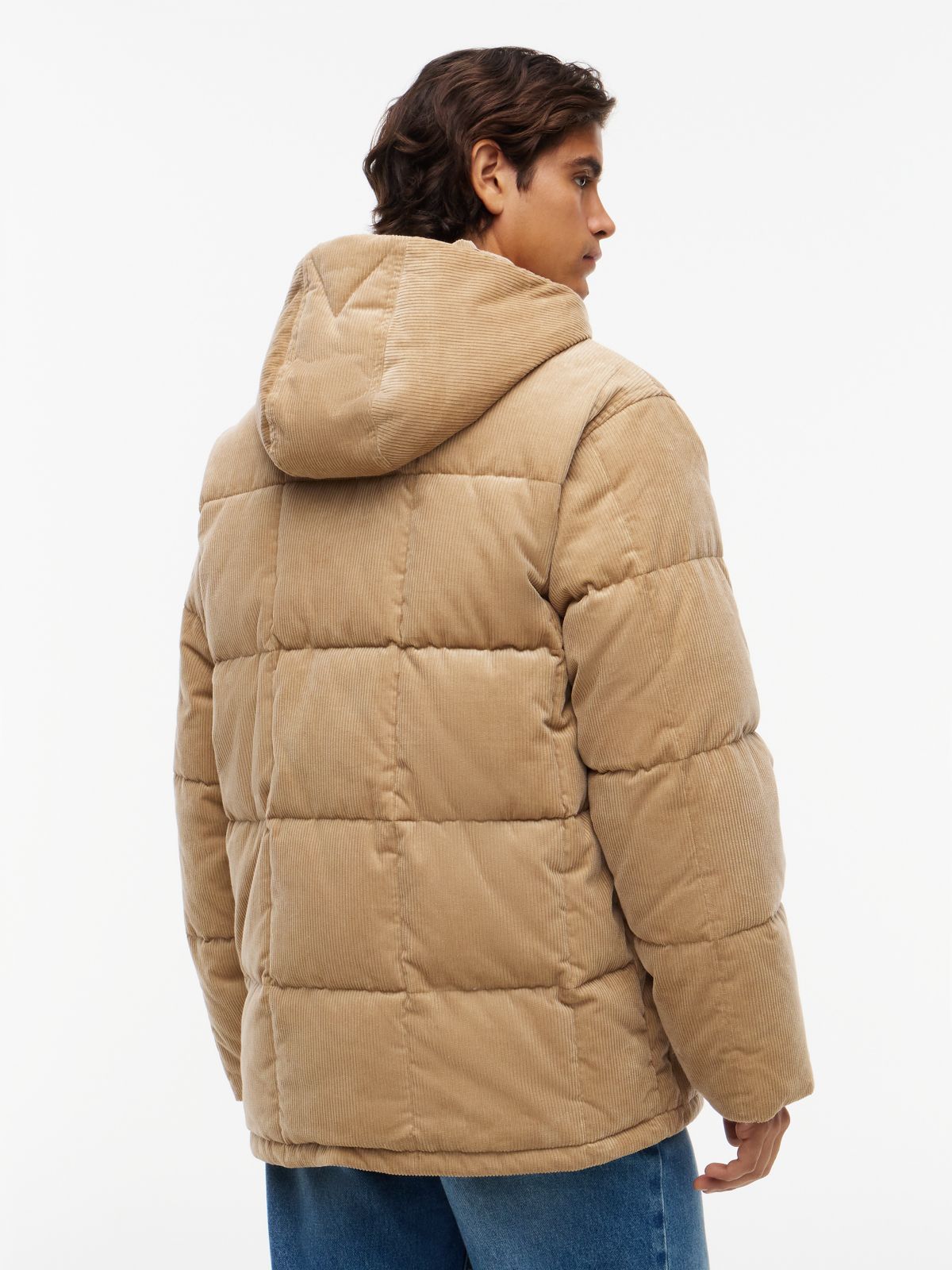 Corduroy Lightweight Puffer Jacket — Khaki