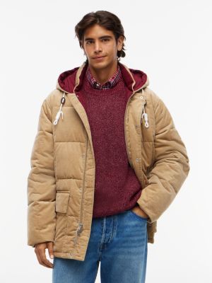 Corduroy Lightweight Puffer Jacket, Khaki