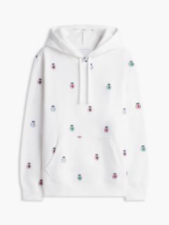 Allover Embroidered Crest Hoodie — Ecru 5