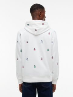 Allover Embroidered Crest Hoodie — Ecru 4
